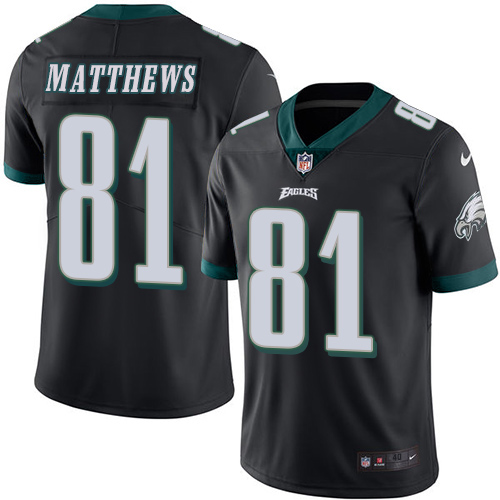 Men's Elite Jordan Matthews Nike Jersey Black - #81 Rush NFL Philadelphia Eagles